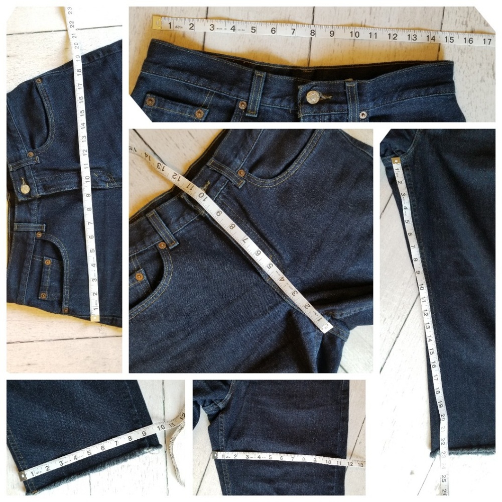 Vintage Levi's 577 cropped wide leg raw hem Retro - Picture 5 of 8